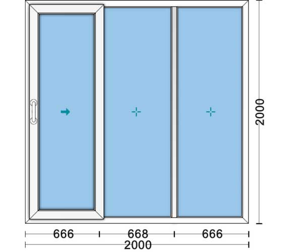  قیمت پنجره دوجداره کشویی UPVC با شیشه ۴و۴ ساده به ابعاد 2000*2000 پروفیل هافمن