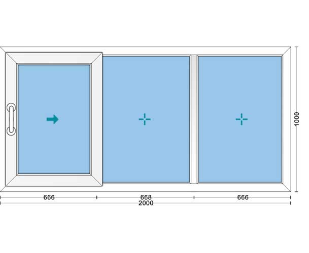  قیمت پنجره وین تک UPVC کشویی با شیشه ۴و۴ ساده به ابعاد 1000*2000 پروفیل وین تک
