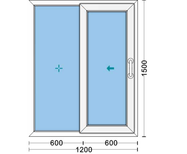  قیمت پنجره وین تک UPVC کشویی با شیشه ۴و۴ ساده به ابعاد 1500*1200 پروفیل وین تک