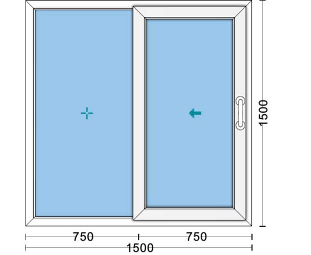  قیمت پنجره وین تک UPVC کشویی با شیشه ۴و۴ ساده به ابعاد 1500*1500 پروفیل وین تک